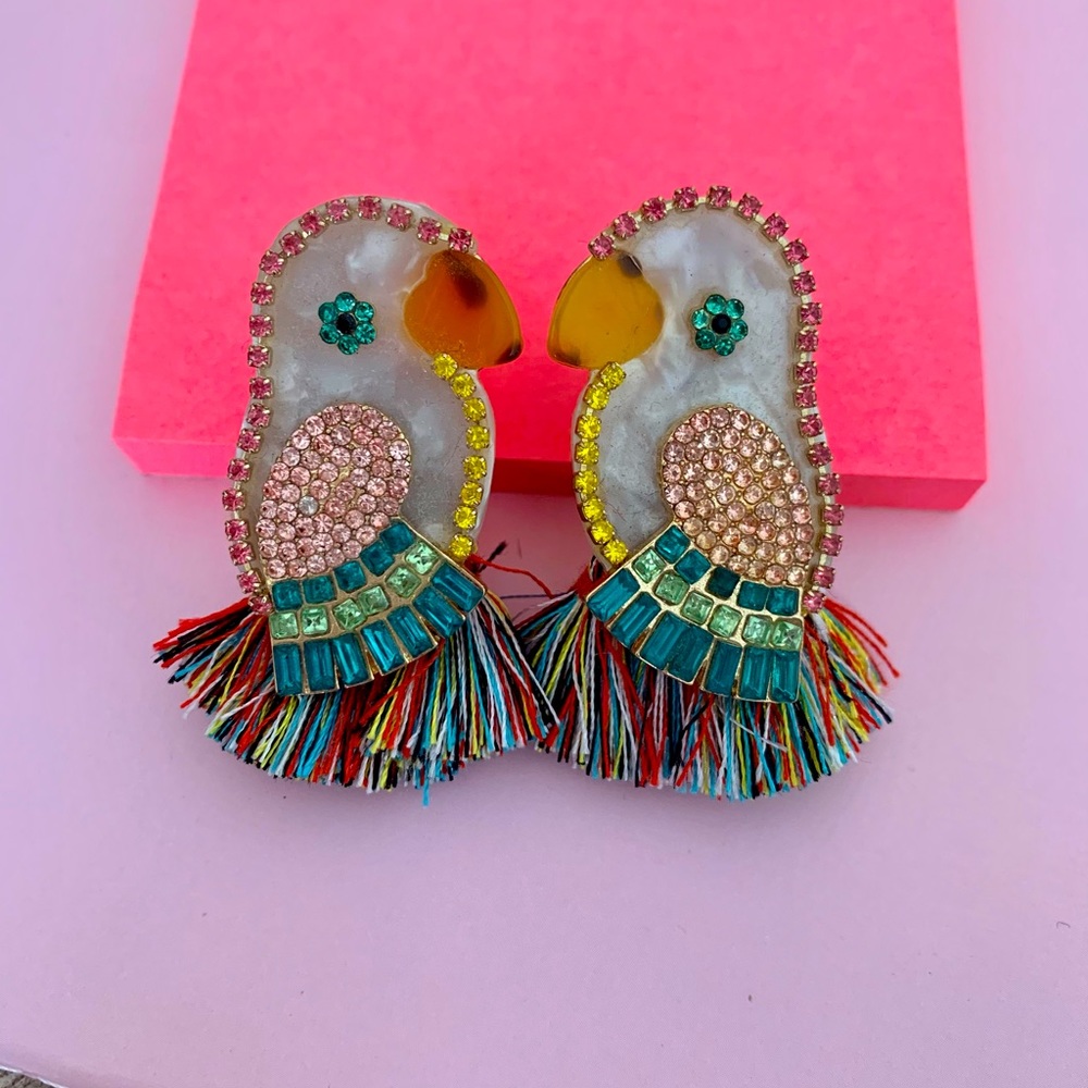 Tropical Bird Rhinestone Earrings